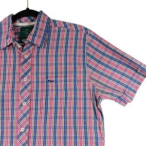 Arturo Calle Shirt Mens Small Multicolor Plaid Short Sleeve Button Front Casual